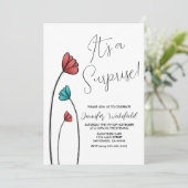 Invitation Rouge Turquoise de la fleur Suprise (Debout devant)