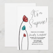 Invitation Rouge Turquoise de la fleur Suprise (Devant / Derrière)