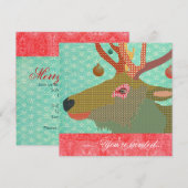 Invitation Rouge turquoise de l'ornement d'Elk (Devant / Derrière)