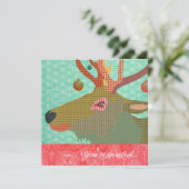 Invitation Rouge turquoise de l'ornement d'Elk (Debout devant)