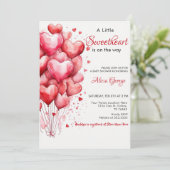 Invitation Rouge Un petit baby shower de ballons amoureux (Debout devant)