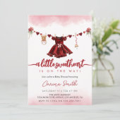 Invitation Rouge Un petit Baby shower de Saint Valentin (Debout devant)