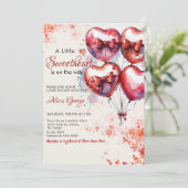 Invitation Rouge Un peu amoureux Balloons et baby shower arc (Debout devant)