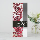 Invitation ROUGE VELVET DAMASK TULIPS MONOGRAMME Bourgogne Ar (Debout devant)