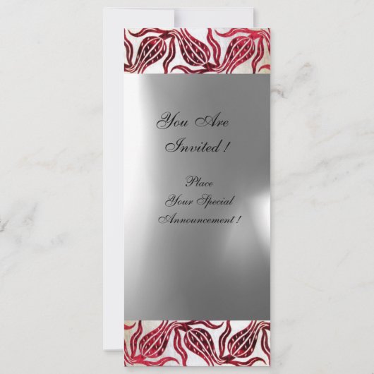Invitation ROUGE VELVET DAMASK TULIPS MONOGRAMME Bourgogne Bl (Dos)
