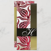 Invitation ROUGE VELVET DAMASK TULIPS MONOGRAMME Bourgogne Bl (Devant / Derrière)