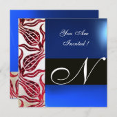 INVITATION ROUGE VELVET DOMMASQUE TULIPS MONOGRAMME BIRMANIE  (Devant / Derrière)