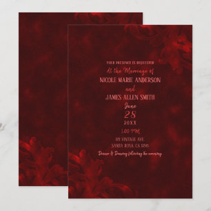 Invitation Rouge Velvet Élégant Vintage Glamour Mariage
