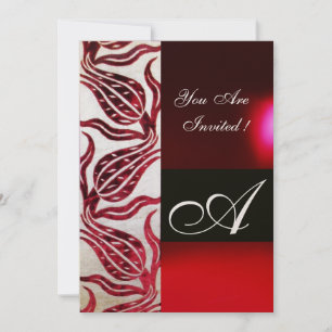 Invitation ROUGE VELVET TULIP MONOGRAM Bourgogne Champagne Bl