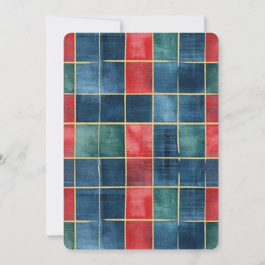 Invitation Rouge Vert bleu Noël Cowboy Cheval Mariage (Dos)