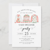 Invitation Rouge vert bleu Vilain fête de Noël (Devant)