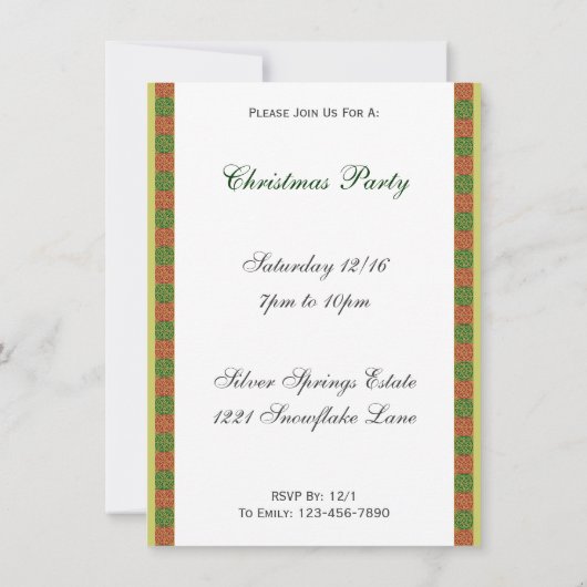 Invitation Rouge Vert Fleur de Lis Custom Holiday 4.5x6.25 (Dos)