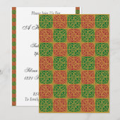 Invitation Rouge Vert Fleur de Lis Fête Personnalisée 5x7 (Devant / Derrière)