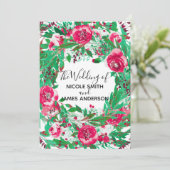 Invitation Rouge Vert Fleurs Florales Noël Mariage (Debout devant)