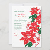 Invitation Rouge & Vert Noël Poinsettias Mariage de vacances (Devant)