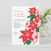 Invitation Rouge & Vert Noël Poinsettias Mariage de vacances (Debout devant)