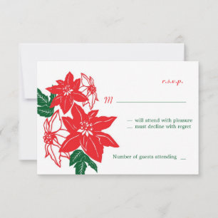 Invitation Rouge & Vert Noël Poinsettias Mariage de vacances