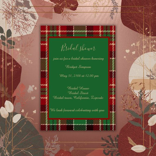 Invitation rouge vert noir écossais celtique tartan mariage
