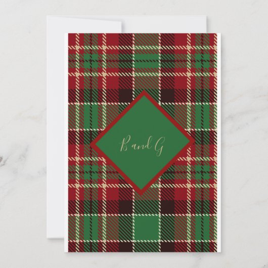 Invitation rouge vert noir écossais celtique tartan mariage (Dos)