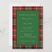 Invitation rouge vert noir écossais celtique tartan mariage (Devant)