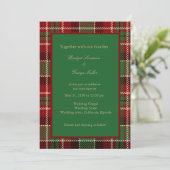 Invitation rouge vert noir écossais celtique tartan mariage (Debout devant)