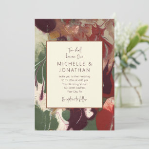 Invitation Rouge vert violet Abstrait Art Mariage chrétien