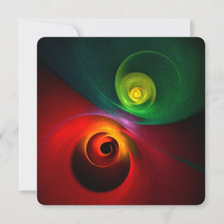 Invitation Rouge Vert Yin Yang Moderne Motif d'Art Abstrait #