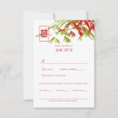 Invitation Rouge & Vert Zen Bambou Feuille Mariage chinois RS (Devant)