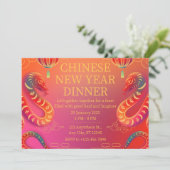 Invitation Rouge Vibrant et Serpent Doré Nouvel An Chinois (Debout devant)
