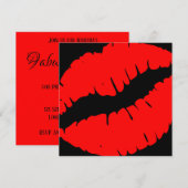 Invitation Rouge vif et noir, impression de baiser, fabuleux (Devant / Derrière)