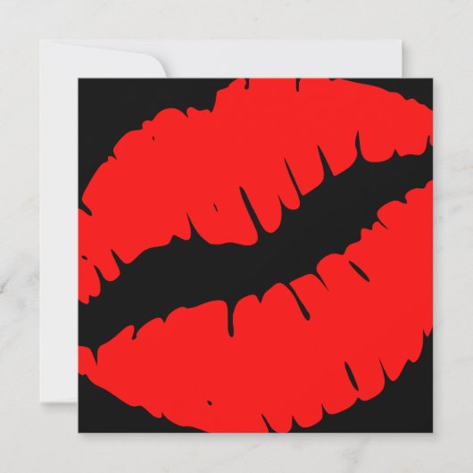Invitation Rouge vif et noir, impression de baiser, fabuleux (Devant)