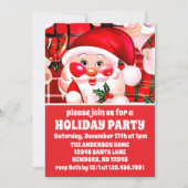 Invitation Rouge Vintage Père Noël Tartan Plaid Noël (Devant)