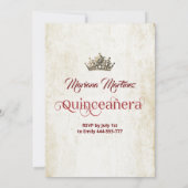 Invitation Rouge vintage ventilateur tiara Quince (Dos)