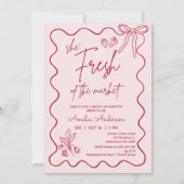 Invitation Rouge Whimsical Frais Hors Fête des mariées Du Mar (Devant)