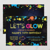 Invitation Rougeoyons partie d'enfants de néon d'invitation (Devant / Derrière)