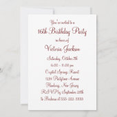 Invitation Rouges Argent Élégant Doux Seize (Dos)