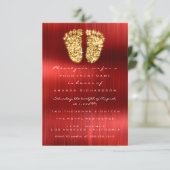 Invitation Rouges en tapis or Baby shower Royal Pieds Garçon (Debout devant)