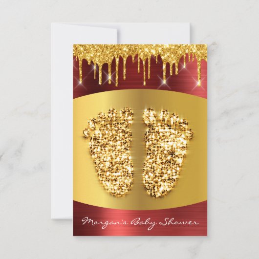Invitation Rouges en tapis or Baby shower Royal Pieds Garçon (Dos)
