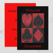 Invitation Rouges et Noirs en Dentelle, (Devant / Derrière)