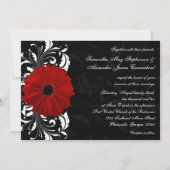Invitation Rouges, noirs et blancs Gerbera Daisy Mariage (Devant)