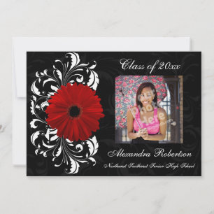Invitation Rouges/Noirs Gerbera Daisy Graduation