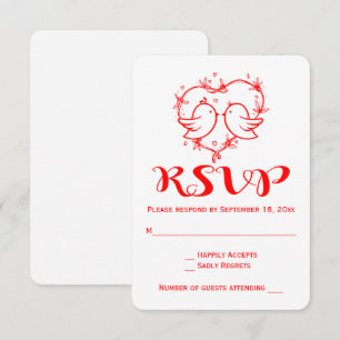 Invitation Rouges RSVP Inséparables Mariage Fiançailles Cœurs