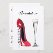 Invitation Rouges Stiletto Corkvis Heel et Champagne Flute I (Devant / Derrière)