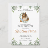 Invitation Rough Collie Chien Vert Boho Baby shower (Devant)