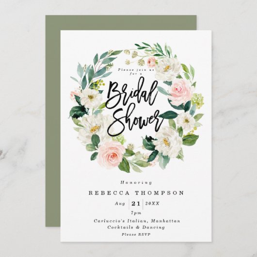 Invitation rougissent et la douche nuptiale moderne de boho (Devant / Derrière)