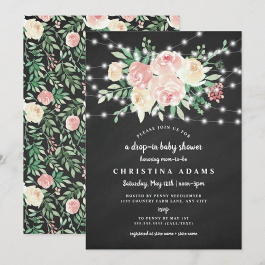 Invitation Rougissent la baisse florale de lumières dans le (Devant / Derrière)