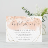 Invitation Rougissent la Fête de la mariée élégante d'or rose (Debout devant)