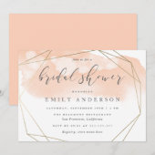 Invitation Rougissent la Fête de la mariée élégante d'or rose (Devant / Derrière)