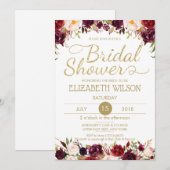 Invitation Rougissent la Fête de la mariée florale RSVP de (Devant / Derrière)