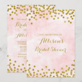 Invitation Rougissent la Fête de la mariée rose de confettis (Devant / Derrière)